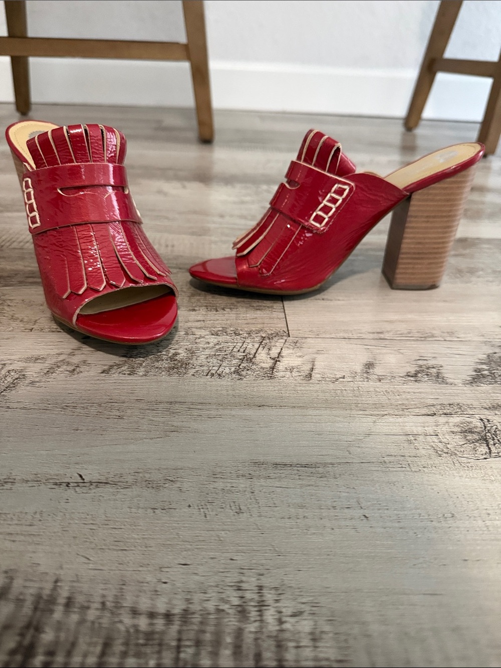 GEOX by Patrick Cox Nolina Red Leather Heels Slide Sandals Size EU 39| US 8.5